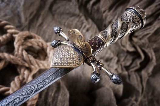 smart dagger of the medieval soldier. It was used for hunting