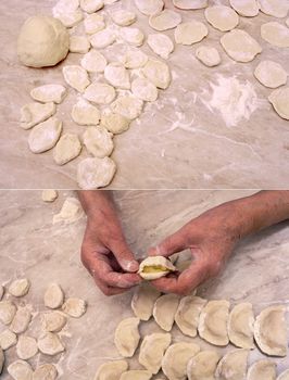 A fragment of the manufacturing process with potato dumplings home