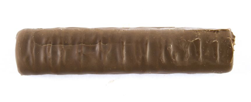 Closeup of chocolate bar isolated on white.