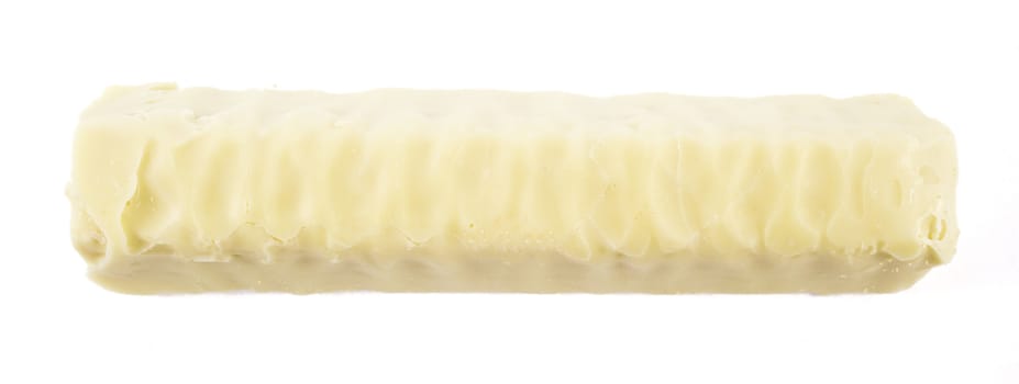 White chocolate bar with filling, on White background.