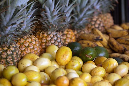 Fresh Hawaiian Produce Featuring Passion Fruit and Pineapple