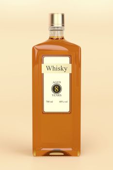 Whisky bottle on brown background