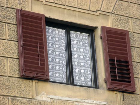 Old  window with shutters, beautiful background for a card.