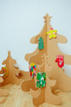 Christmas Tree Made Of Cardboard. Unique Trees. New Year