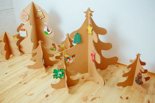 Christmas Tree Made Of Cardboard. Unique Trees. New Year