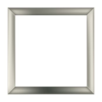 simple square silver metal frame isolated on the white background