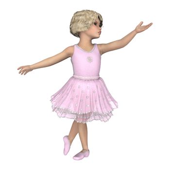 3D digital render of a cute little ballerina isolated on white background