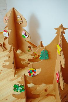 Christmas Tree Made Of Cardboard. Unique Trees. New Year