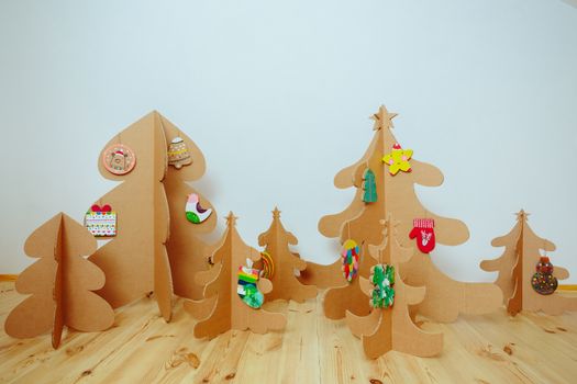 Christmas Tree Made Of Cardboard. Unique Trees. New Year