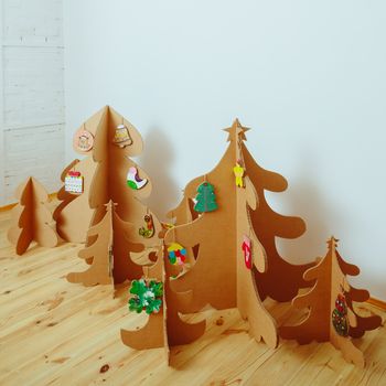 Christmas Tree Made Of Cardboard. Unique Trees. New Year