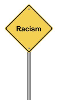 Yellow warning sign with the text Racism.