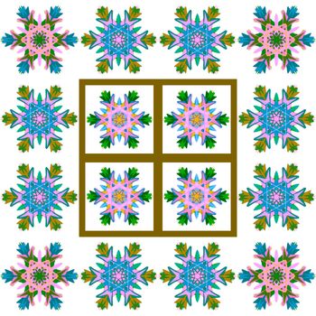 Digital computer graphic - decorative ornament with a snowflakes for design.