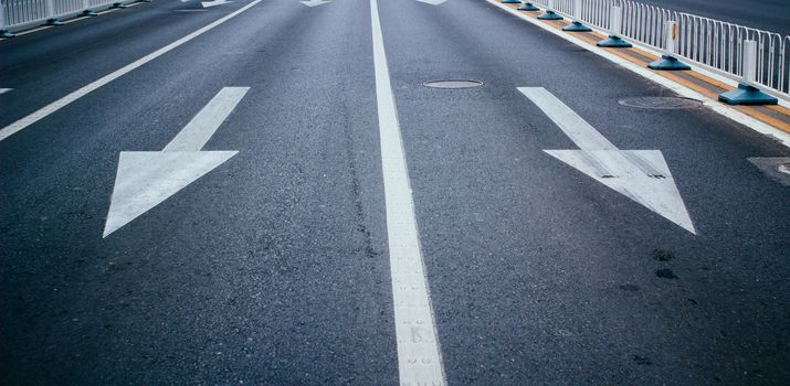 Arrow on the  road in the city