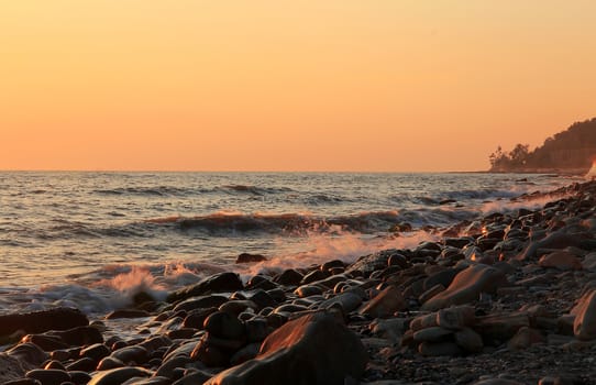 Sunset over the Black Sea at the evening