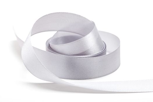 Silver ribbon on white background