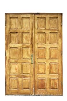 old wooden door isolated over white  for your design