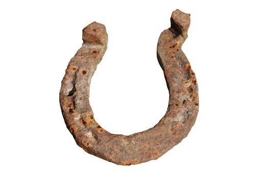 rusty old  horseshoe isolated over  white background