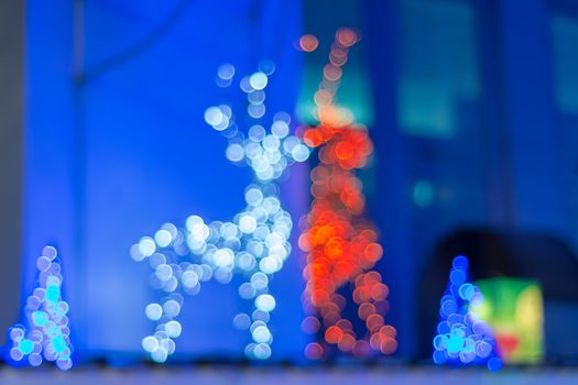 Christmas color lights bokeh background, abstract lights bokeh