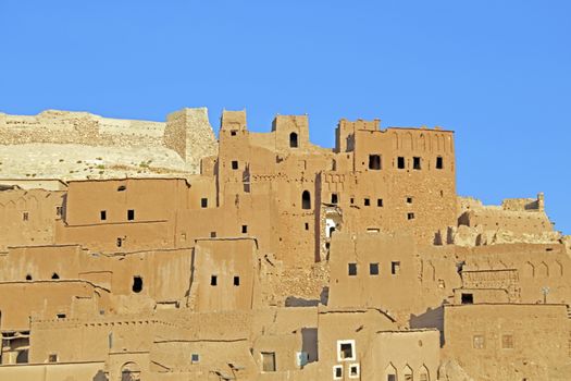 Traditional berber clay ksar kasbah Ait Ben Haddou in Sahara desert, Morocco. This place is famous for being used as film set for many Hollywood movies.