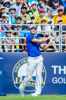 CHONBURI - DECEMBER 14 : Martin Kaymer of German player in Thailand Golf Championship 2014 (Professional golf tournament on the Asian Tour) at Amata Spring Country Club on December 14, 2014 in Chonburi, Thailand.