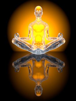 A yoga meditation pose. 3D Illustration.