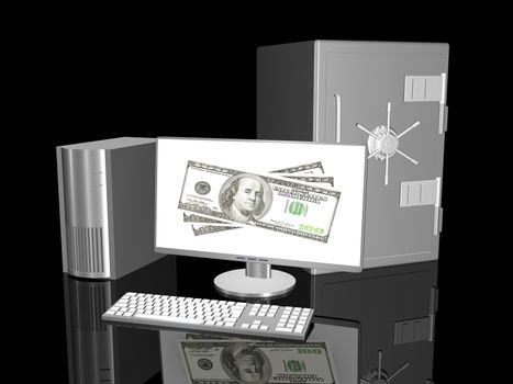 3D rendered Illustration. Online Banking
