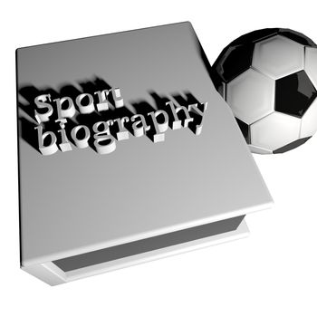 Sport biography with soccer ball, 3d render