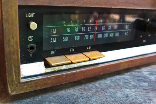 closeup old radio very beautiful, vintage style.