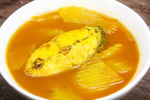 Hot and sour with fish and papaya, delicious thai traditional food.