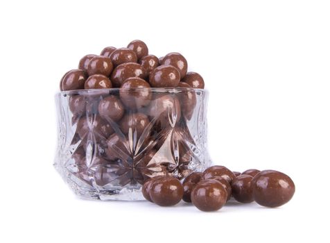 chocolate balls. chocolate balls in bowl on a background.