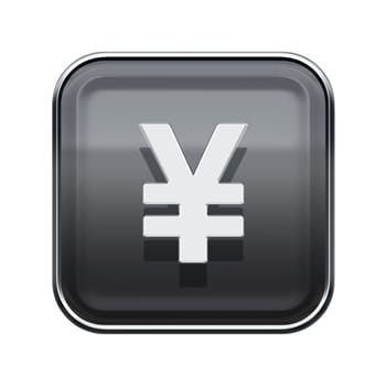 Yen icon glossy grey, isolated on white background