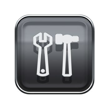 Tools icon glossy grey, isolated on white background