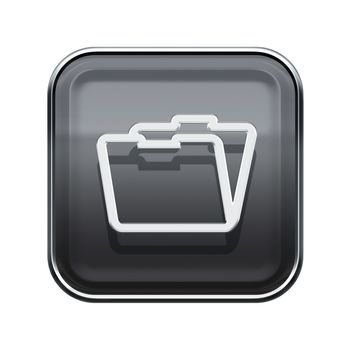 Folder icon glossy grey, isolated on white background