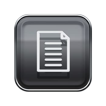 Document icon glossy grey, isolated on white background