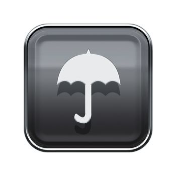 Umbrella icon glossy grey, isolated on white background