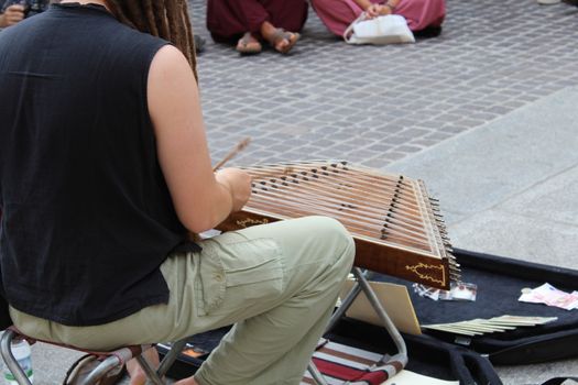 Artists perform in the street