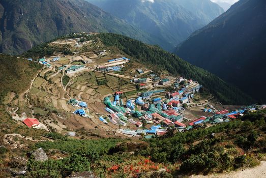 Namche Bazaar birds view