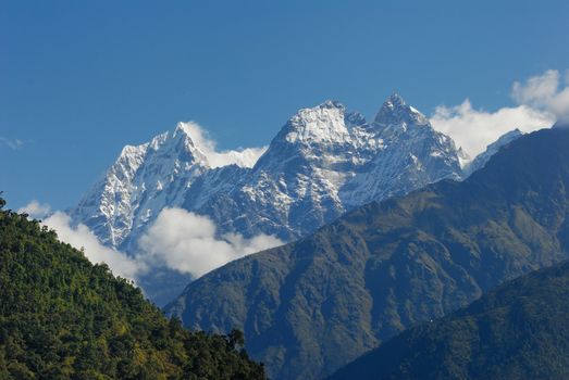 Thamserku peak in Nepal Everest trekking