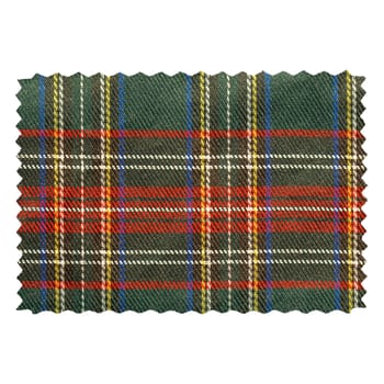 Tartan fabric swatch sample isolated over white background