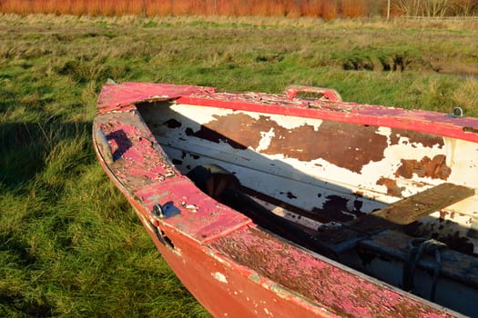 Red bow of boat