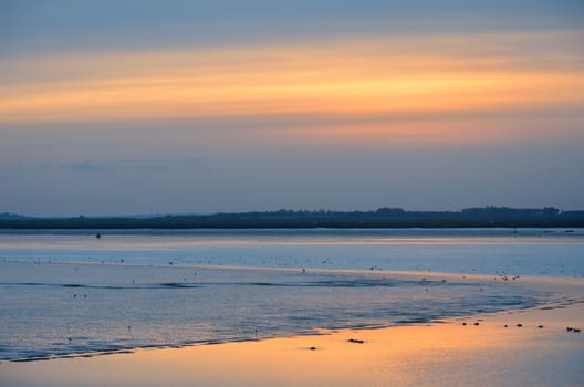 Peaceful sunset over muddy creek