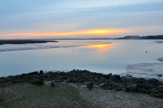 Sunset over rural creek