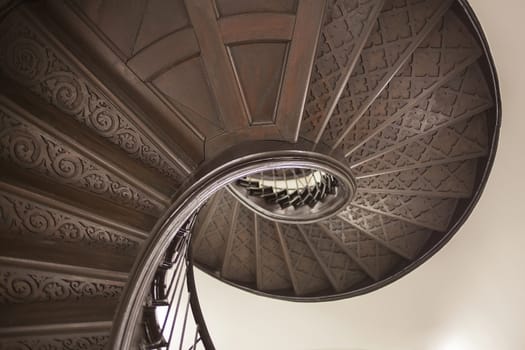 Picture of a wooden circular staircase