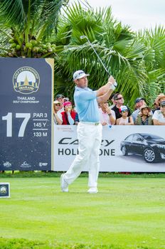 CHONBURI - DECEMBER 13 : Lee Westwood of England player in Thailand Golf Championship 2014 (Professional golf tournament on the Asian Tour) at Amata Spring Country Club on December 13, 2014 in Chonburi, Thailand.
