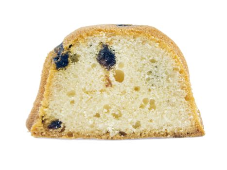 Raisin cake isolated on white background.