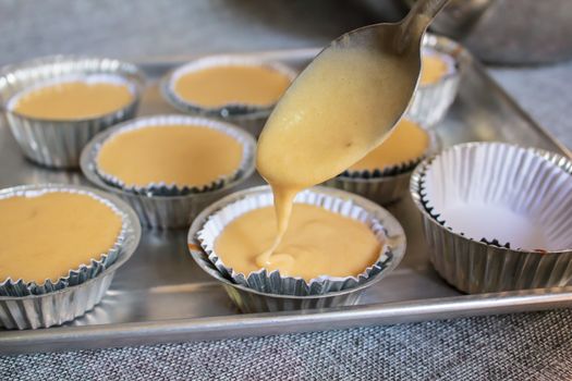 banana cup cake before the bake, thai dessert.