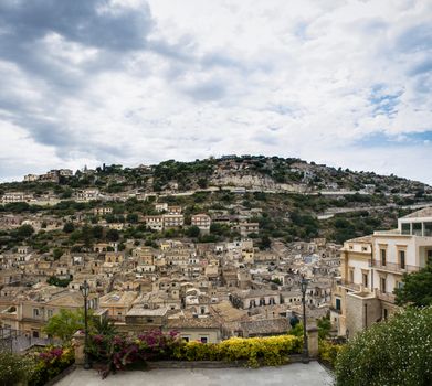 Overview of Modica in Sicily, famous for the strong presence of Baroque architecture