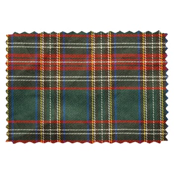 Tartan fabric swatch sample isolated over white background