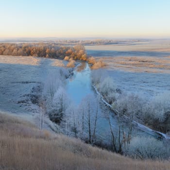 Frozen Oka river in Central Russia