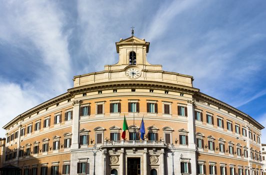 Italian parliament building in Rome in Piazza di Monte Citorio